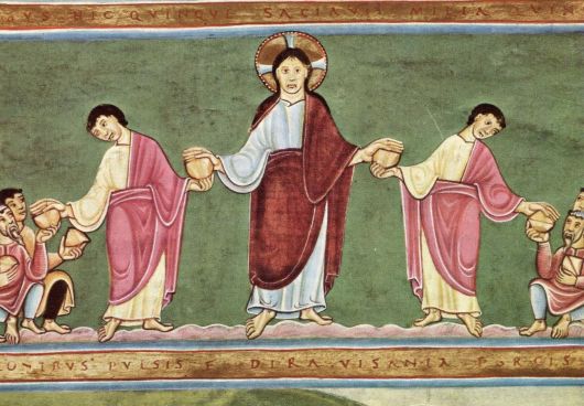 Evangeliar aus Echternach, Brotvermehrung, um 1400, N�rnberg