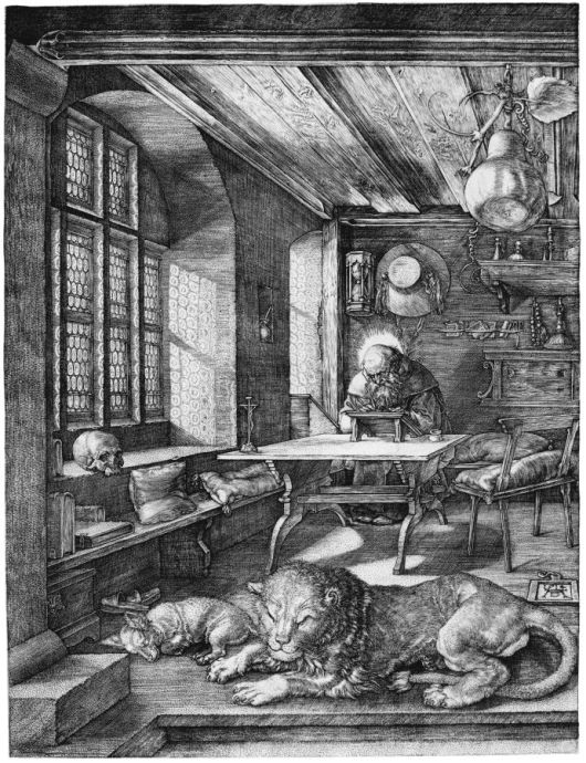 Albrecht D&uuml;rer, Der heilige Hieronymus im
                Geh&auml;s, Kupferstich 1514